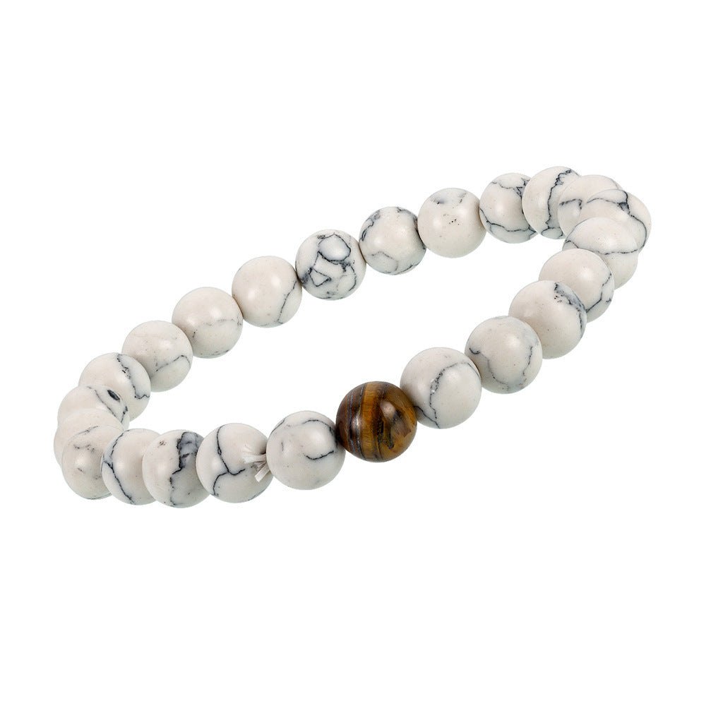 Pulsera de yoga hecha a mano con cuentas de color turquesa blanco