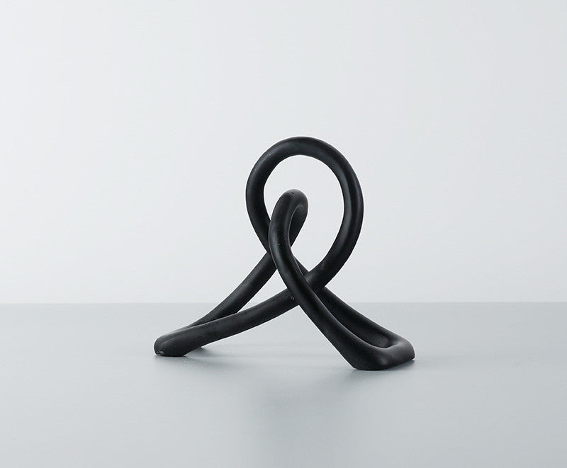 Simple And Modern Black Resin Twisted Knot Abstract Geometric Ornaments