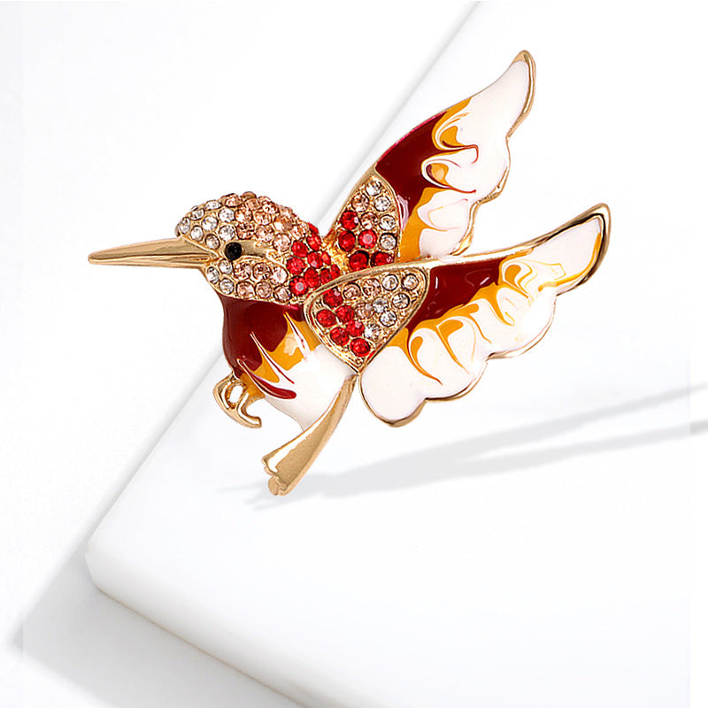 Fashion Women's Colorful Hummingbird Paint Brooch