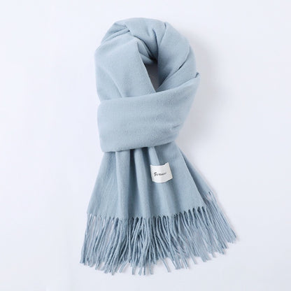 Simple Solid Color Tassel Shawl Autumn And Winter Warm Artificial Cashmere Scarf