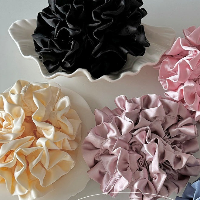 Satin Pleated Headdress Flower Large Full Hydrangea Hair Ring