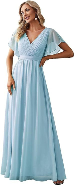 High Waist Slimming Solid Color Bridesmaid Dress