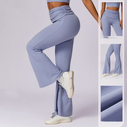 Pantalones de yoga de secado rápido con realce de cadera, estilo europeo y americano, con tacto nude, informales, de pierna ancha