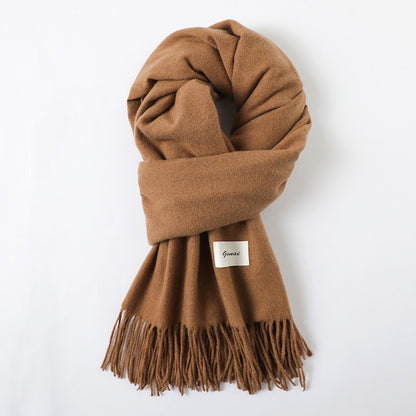 Simple Solid Color Tassel Shawl Autumn And Winter Warm Artificial Cashmere Scarf