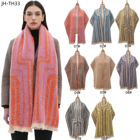 European And American Autumn And Winter Yarn Jacquard Scarf Shawl