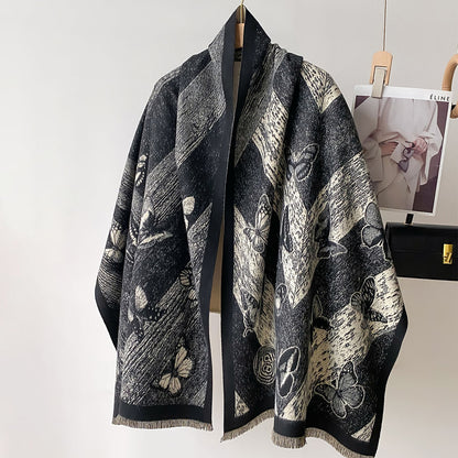 Butterfly Artificial Cashmere Scarf Dual-use Double-sided Air-conditioned Room Shawl