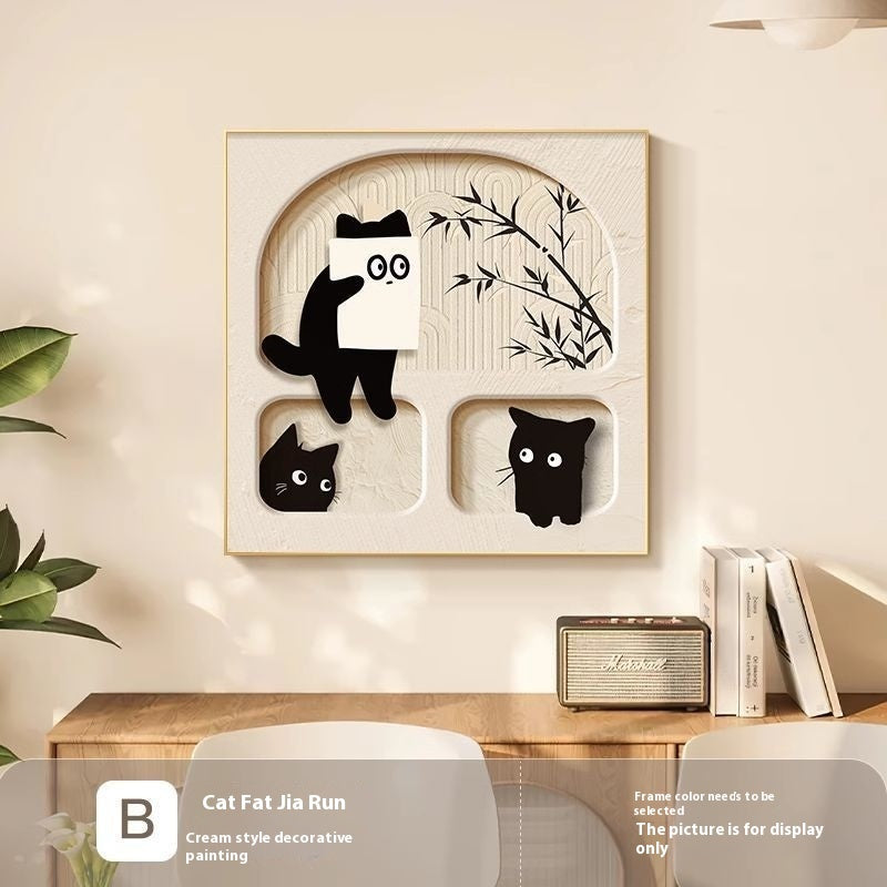 Cute Cat Dining Roomliving Room Cream Style Desktop Decorative Painting