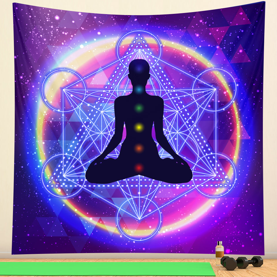 Tapiz de pared con impresión digital de fondo nórdico, tapiz de meditación de yoga, tapiz de decoración del hogar