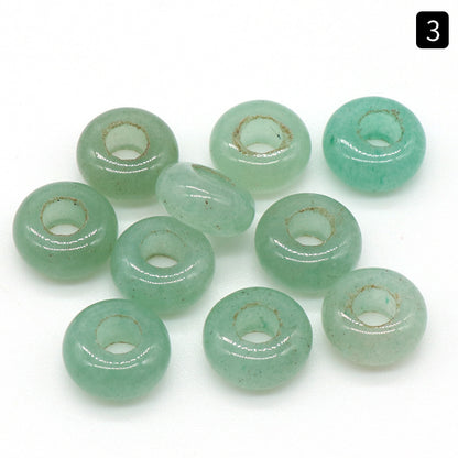 Cuentas de ágata de cristal natural de 4 mm con agujero grande de 5 x 10 mm y cuentas de jade