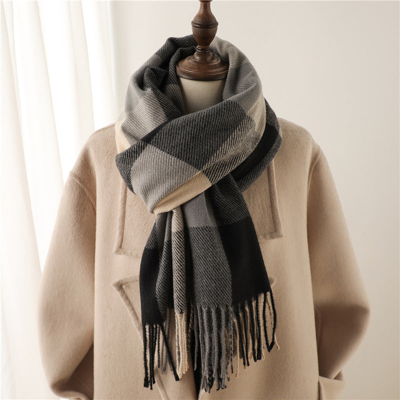 Thick Warm Outer Shawl Tassel South Korea Artificial Cashmere Scarf