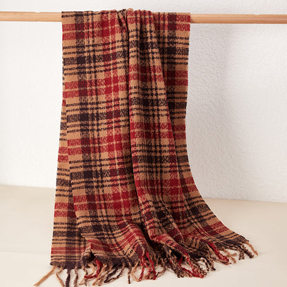 New Complex Plaid Scarf Thickened Autumn And Winter Soft Scarf