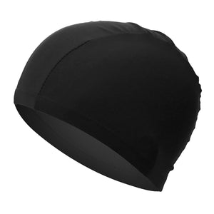 Swimming Cap High Elasticity Thick Durable Bathing Cap Polyester Swimming Hats for Women Men Black