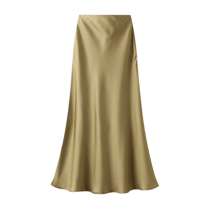 High-grade Draping Silky Satin Skirt For Women