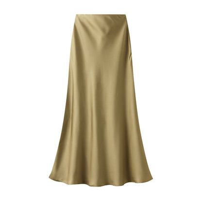 High-grade Draping Silky Satin Skirt For Women