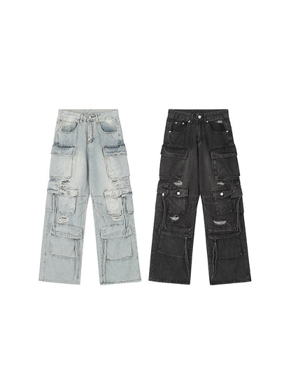 Fashion Personality American Workwear Denim Trousers