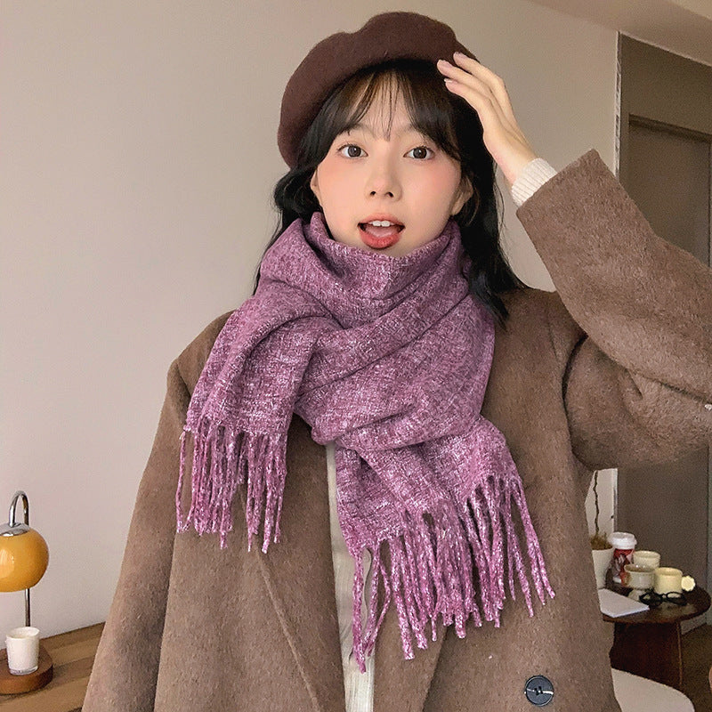 Skin-friendly Artificial Cashmere Scarf Soft Warm Fringe Bib