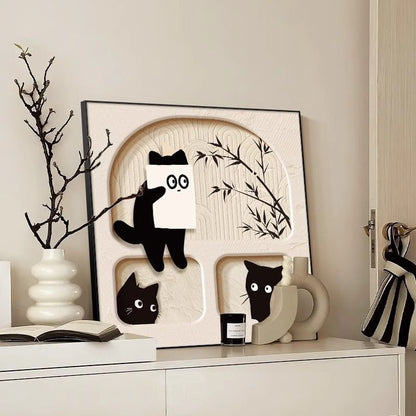 Cute Cat Dining Roomliving Room Cream Style Desktop Decorative Painting