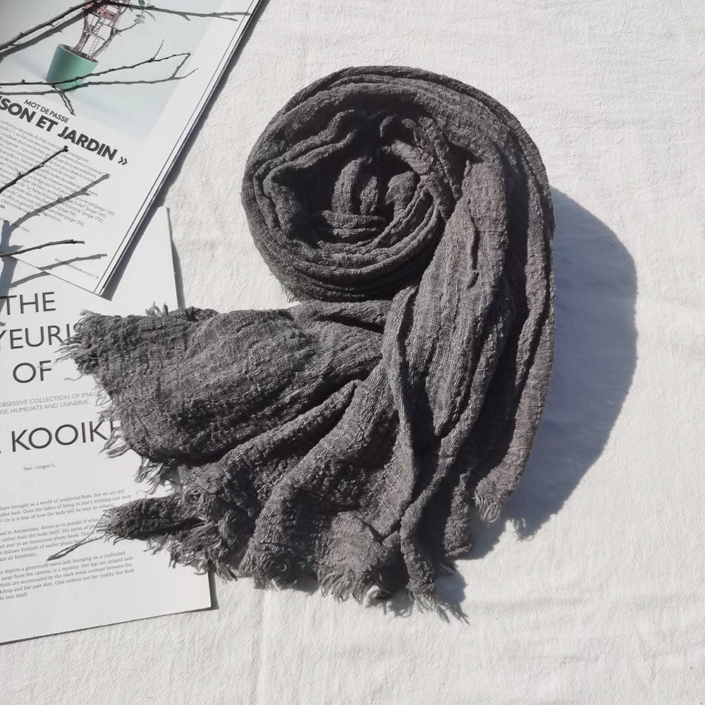 Zen Pure Color Cotton Scarf For Women Autumn And Winter