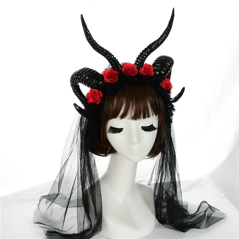 Simulation Horn Lace Dark Witch Horn Witch Cos Horn Headband