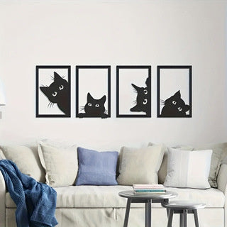 Black Cat Metal Wall Art Decoration Suit