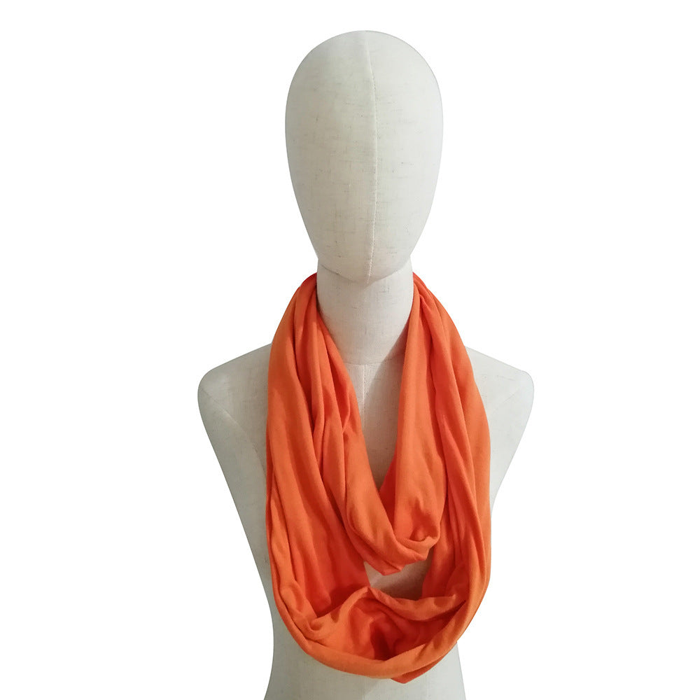 Creative Scarf Women's Solid Color Jersey Storage Zipper Pocket Scarf