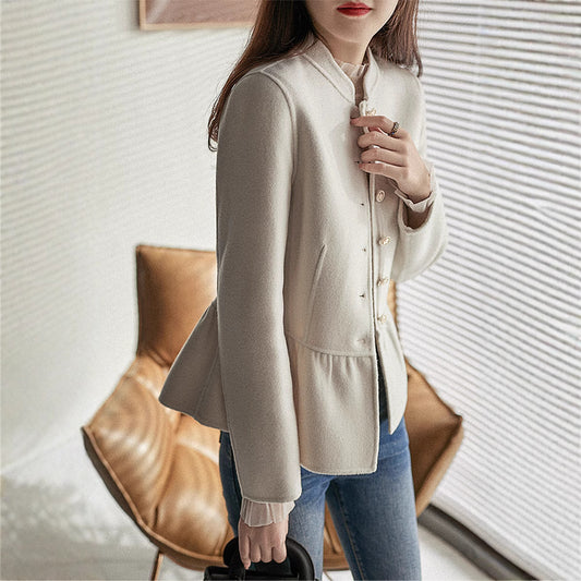 Handmade Double-faced Woolen Goods Wool-like Cashmere Short Coat For Women