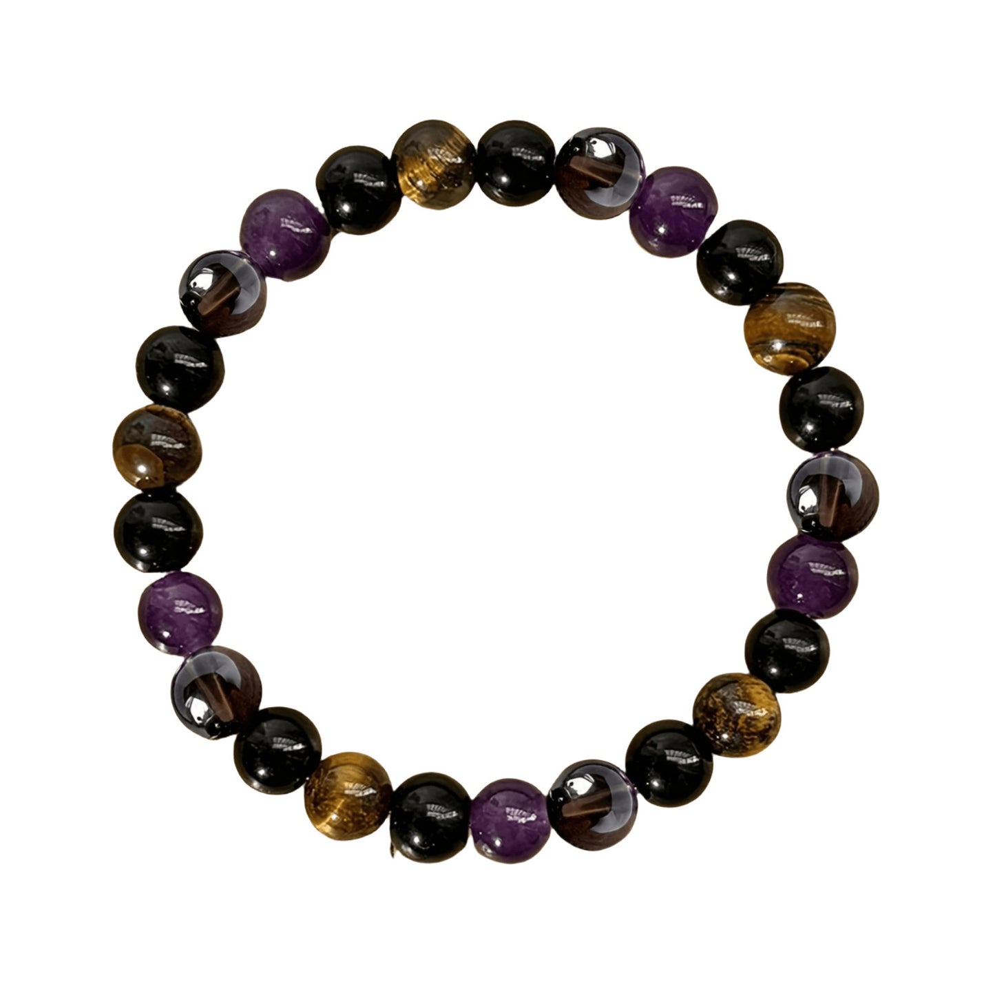 Bracelet Tigereye Tea Crystal Amethyst