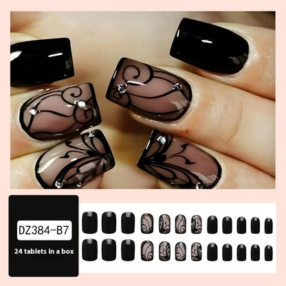 Dark Ins Style Black Vine Wearing Nails And Nails