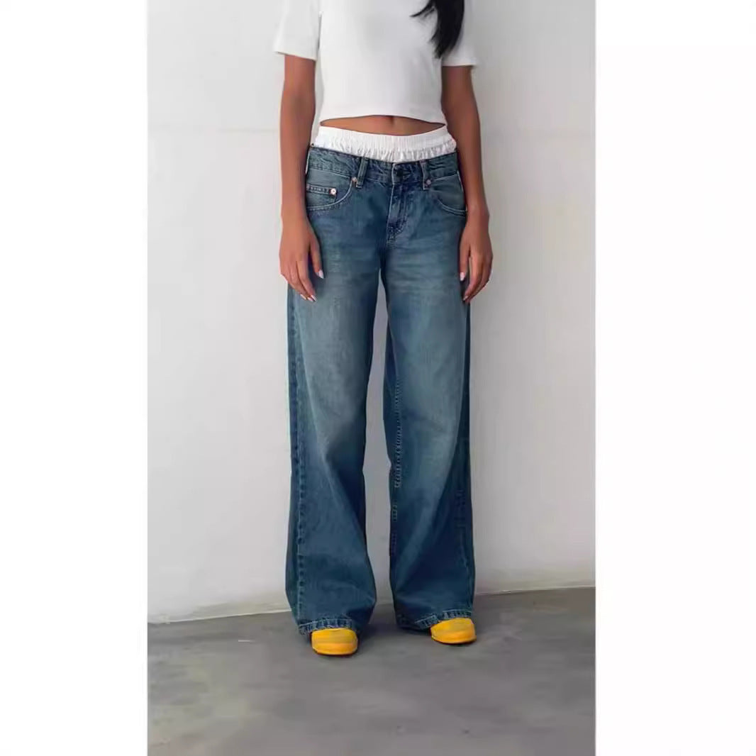 Street Wide Leg Denim Women's Pants