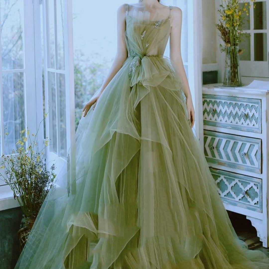 Vestido informal versátil estilo bosque verde para mujer