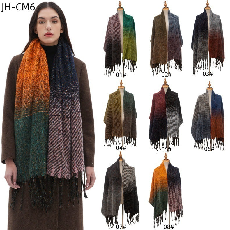 Men Women Gradient Scarf Shawl