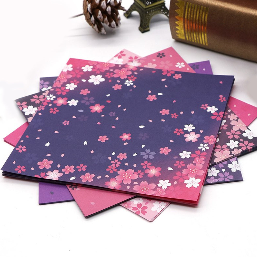 Double-sided Two-color Japanese-style Floral Origami Square Printing Origami