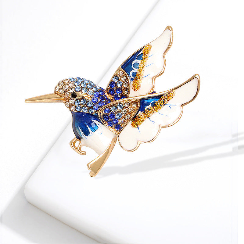 Fashion Women's Colorful Hummingbird Paint Brooch