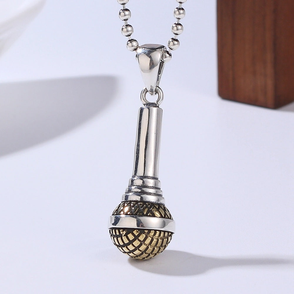 Colgante de micrófono de plata esterlina S925 para hombres y mujeres Colgante de tendencia de hip hop