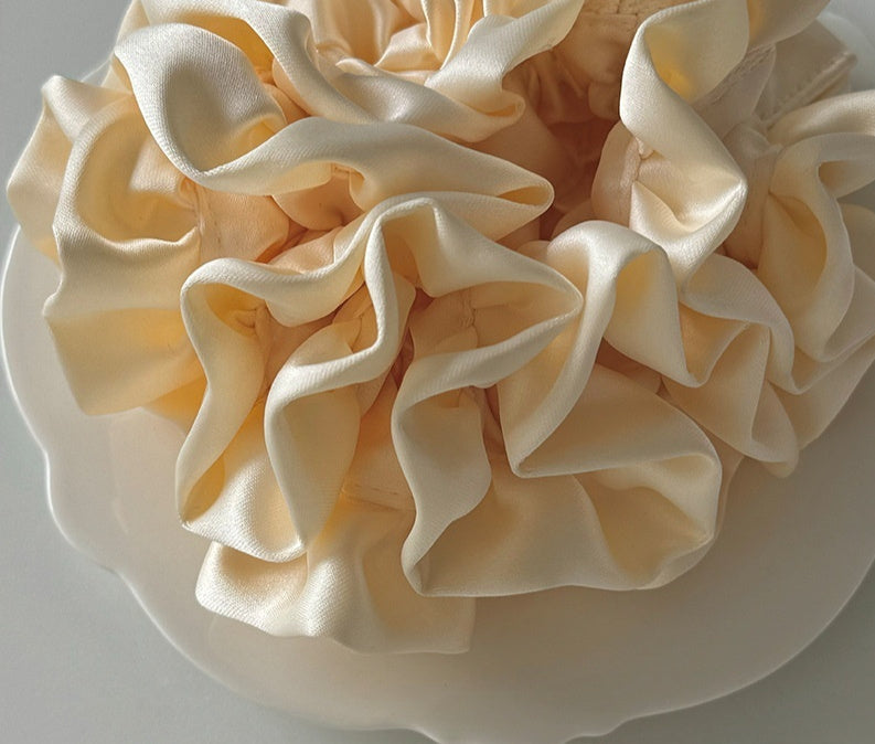 Satin Pleated Headdress Flower Large Full Hydrangea Hair Ring