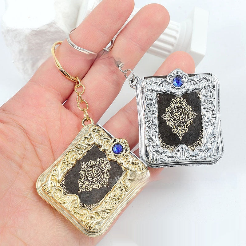 Retro Small Sutra Text Keychain Pendant English Diamond Pendant