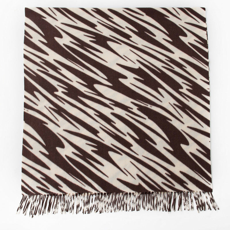 Artificial Cashmere Scarf Fashion Deep Coffee Animal Pattern Thickening