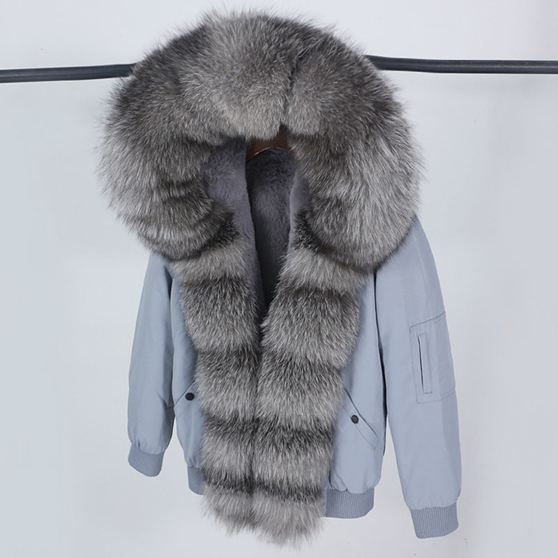 Female Inner Compartment Detachable Large Fur Collar Fur Coat