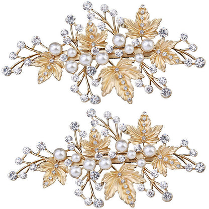 Leaf Crystal Pearl Duck Bill Hair Clip