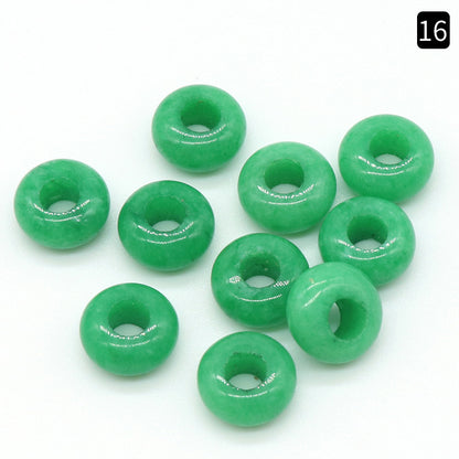 Cuentas de ágata de cristal natural de 4 mm con agujero grande de 5 x 10 mm y cuentas de jade