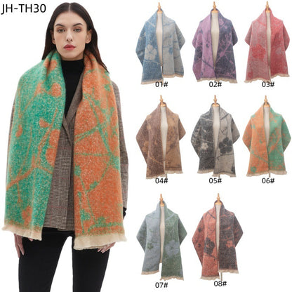 Women's Shawl Flower Jacquard Scarf