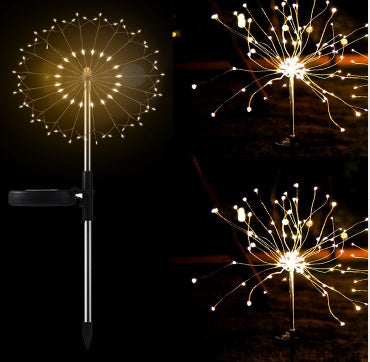 New Ground Plug Solar Fireworks Light LED Light String Copper Wire Outdoor Garden Decoration Star Lights Christmas Lights