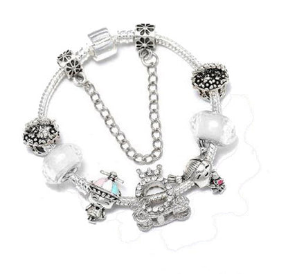 Silver Dream Catcher DIY Crystal Love Heart Cat's Paw Beaded Bracelet