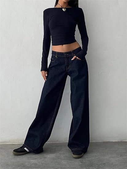 Street Wide Leg Denim Women's Pants