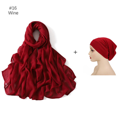 Large Size Scarf Bottoming Hood Same Color Wide Edge Smoke Pipe Cap Combination Set