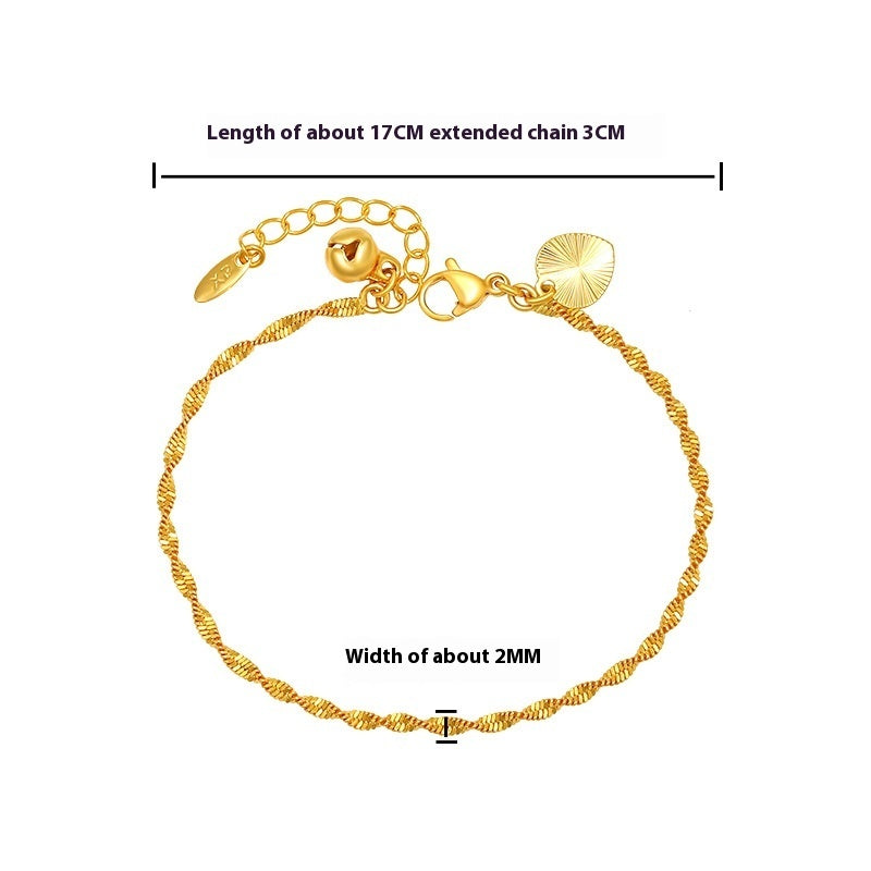 Simple Personality Pairs Water Wave Chain Bell Bracelet