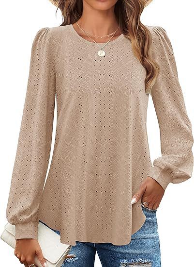 Women's Loose Casual Lantern Sleeve Long Sleeve T-shirt