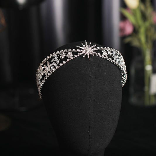 Tocado de corona de novia con diamantes de imitación y circonitas, accesorios de boda de lujo ligeros