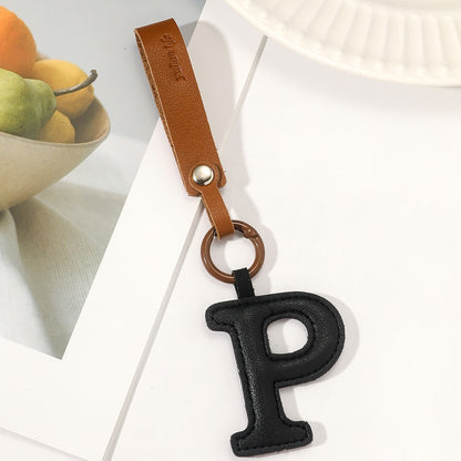 Fashion All-Match 26 Full Letter Leather Key Chain Pendant