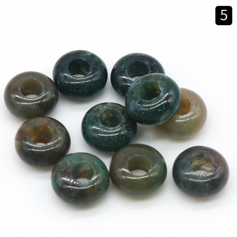 Cuentas de ágata de cristal natural de 4 mm con agujero grande de 5 x 10 mm y cuentas de jade